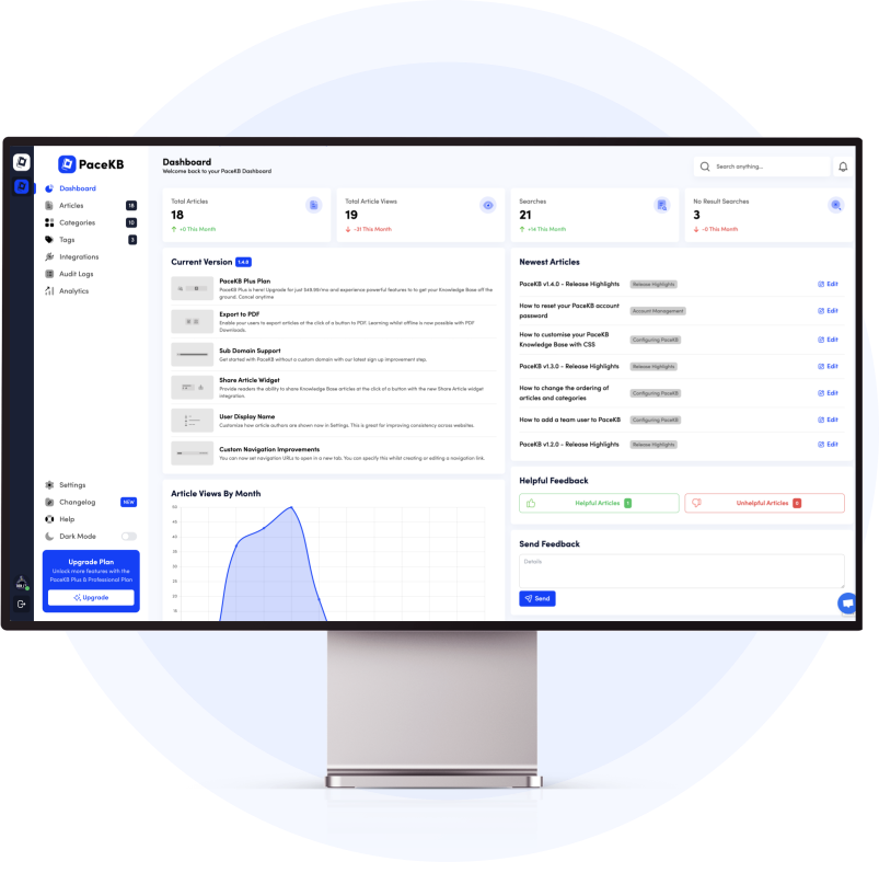 Knowledge Base Management Dashboard Preview of PaceKB Features